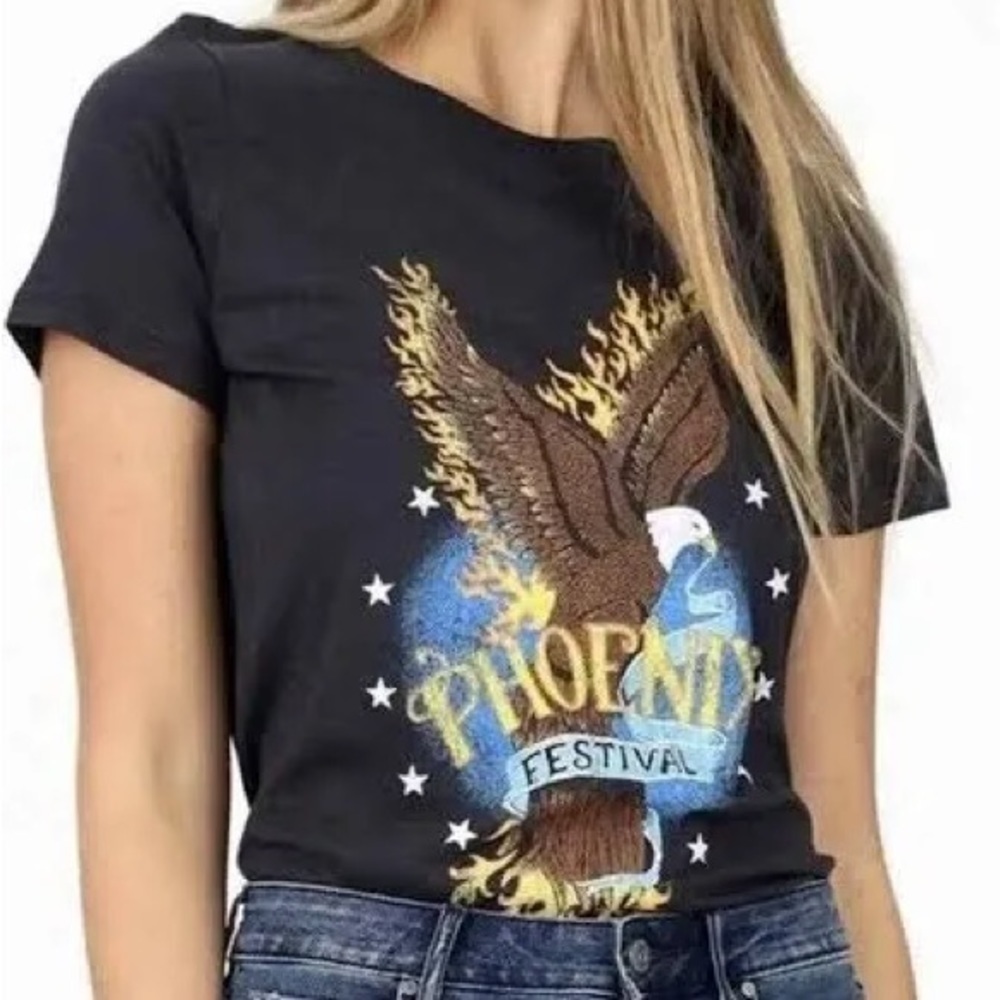 NWT Prince Peter Phoenix Festival Washed Black Graphic Tee sz L